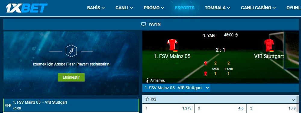 1xBet Sanal bahis oynanır?
